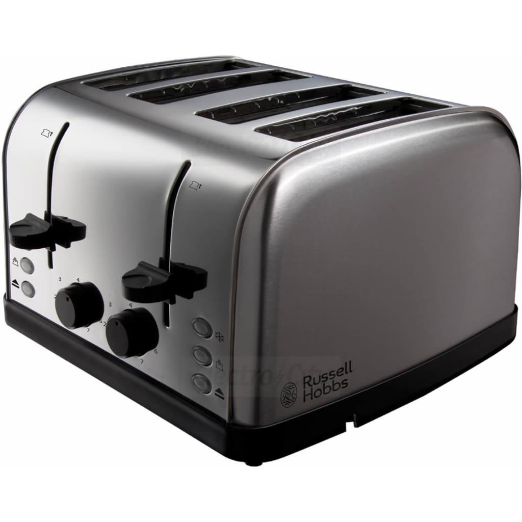 Russell Hobbs Futura 4 Slice Toaster Silver - Brushed Stainless Steel, Frozen Bread, Cancel, Reheat, Bagel, Crumb Tray