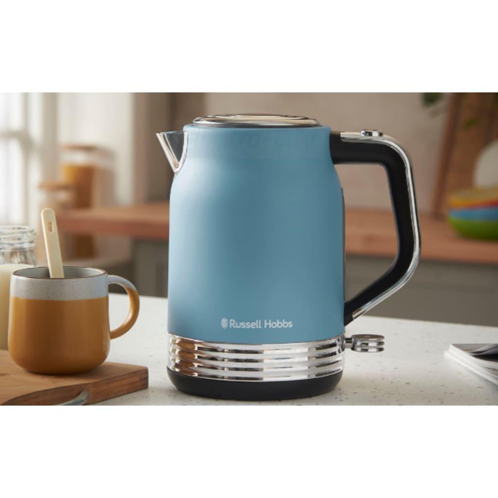 Russell Hobbs Hanley Kettle - Blue, 1.7l, Stainless Steel, Handle, Water Level Indicator
