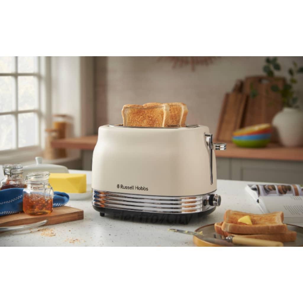 Russell Hobbs Hanley 2 Slice Toaster Jasmine Cream with Defrost, Reheat, Cancel, Lift and Look Functions and High-lift Eject Feature