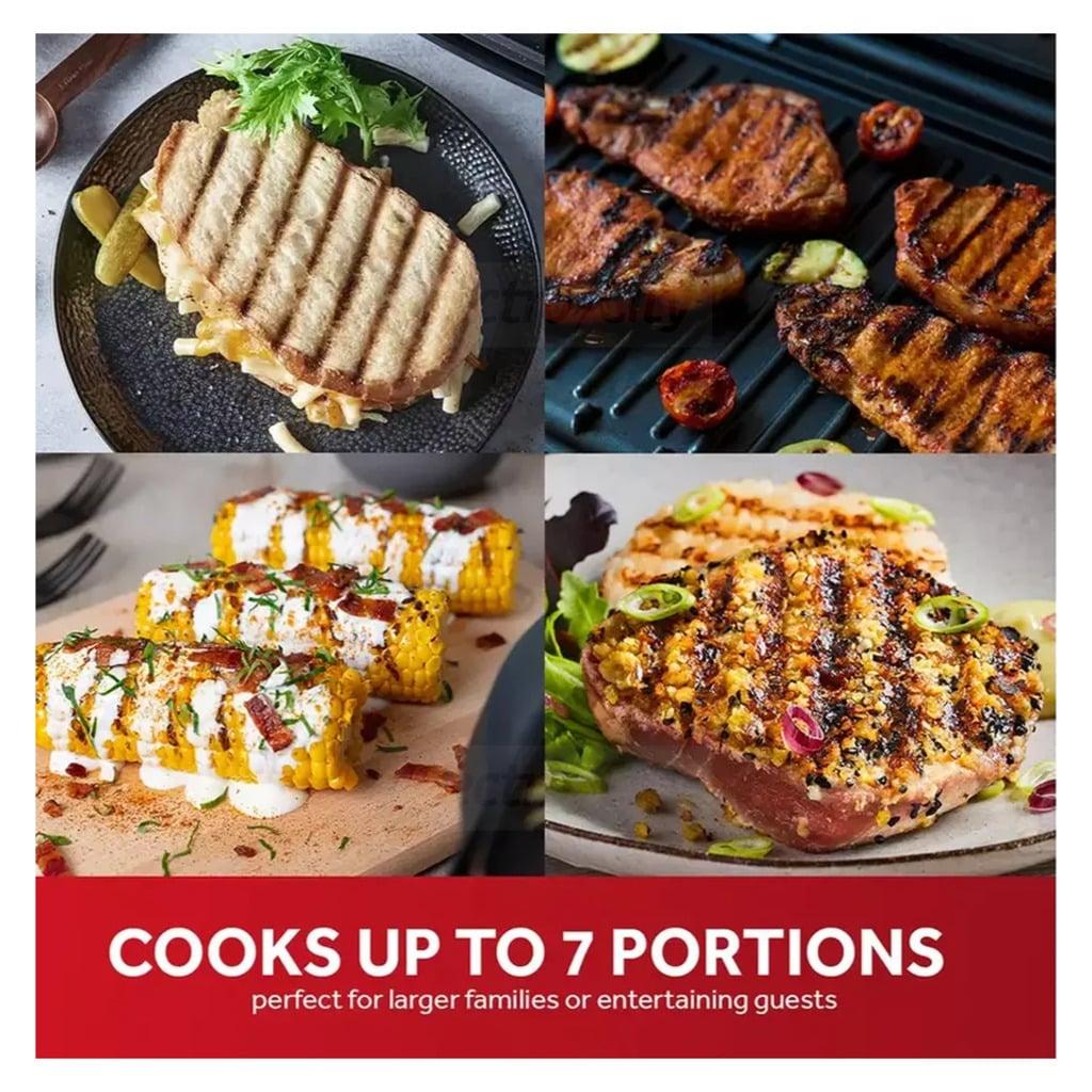 George Foreman Steel Large Grill 25052 Black with Floating Hinge, Non-Stick Plates, Vertical Storage, Adjustable Rear Foot, Chrome Handle