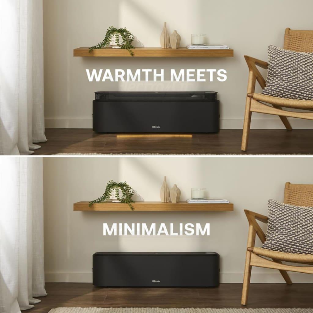Dimplex ThermaIQ Smart Baseboard Convector Heater Black 2200W 12 Hour Timer Eco Mode LED Touch Screen Easy Glide Castors Dual Handles Safety Tip Over Switch 3 Heat Settings 11kg Portable