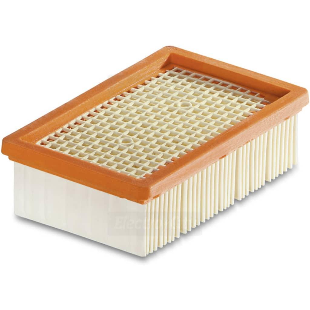 Kärcher KFI 4410 Flat Pleated Filter for Wet & Dry Vacuum Cleaners - Cellulose, Orange Frame, Pleated Filter Media, White Base