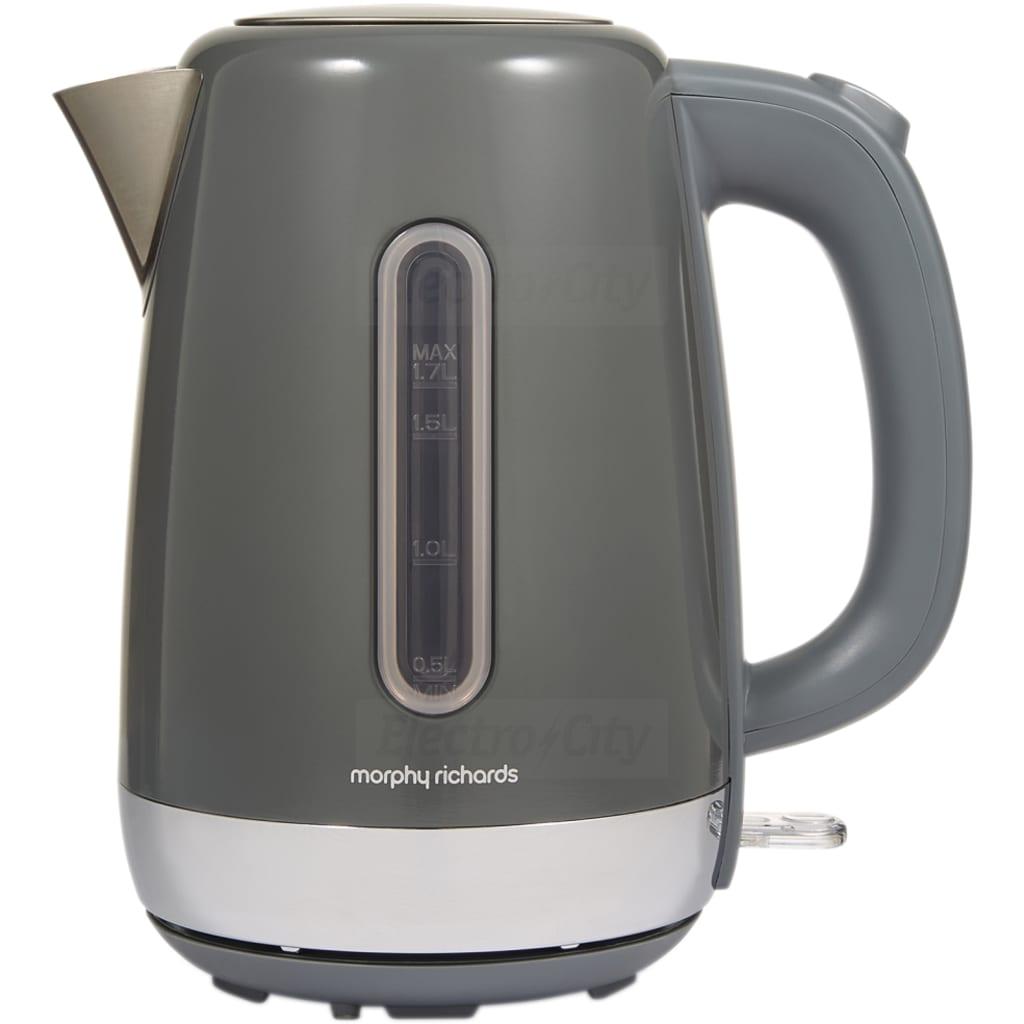Morphy Richards Equip Grey 1.7L Kettle | 3kW Rapid Boil, Easy View Water Gauge, Removable Limescale Filter, Cord Tidy, 360 Base