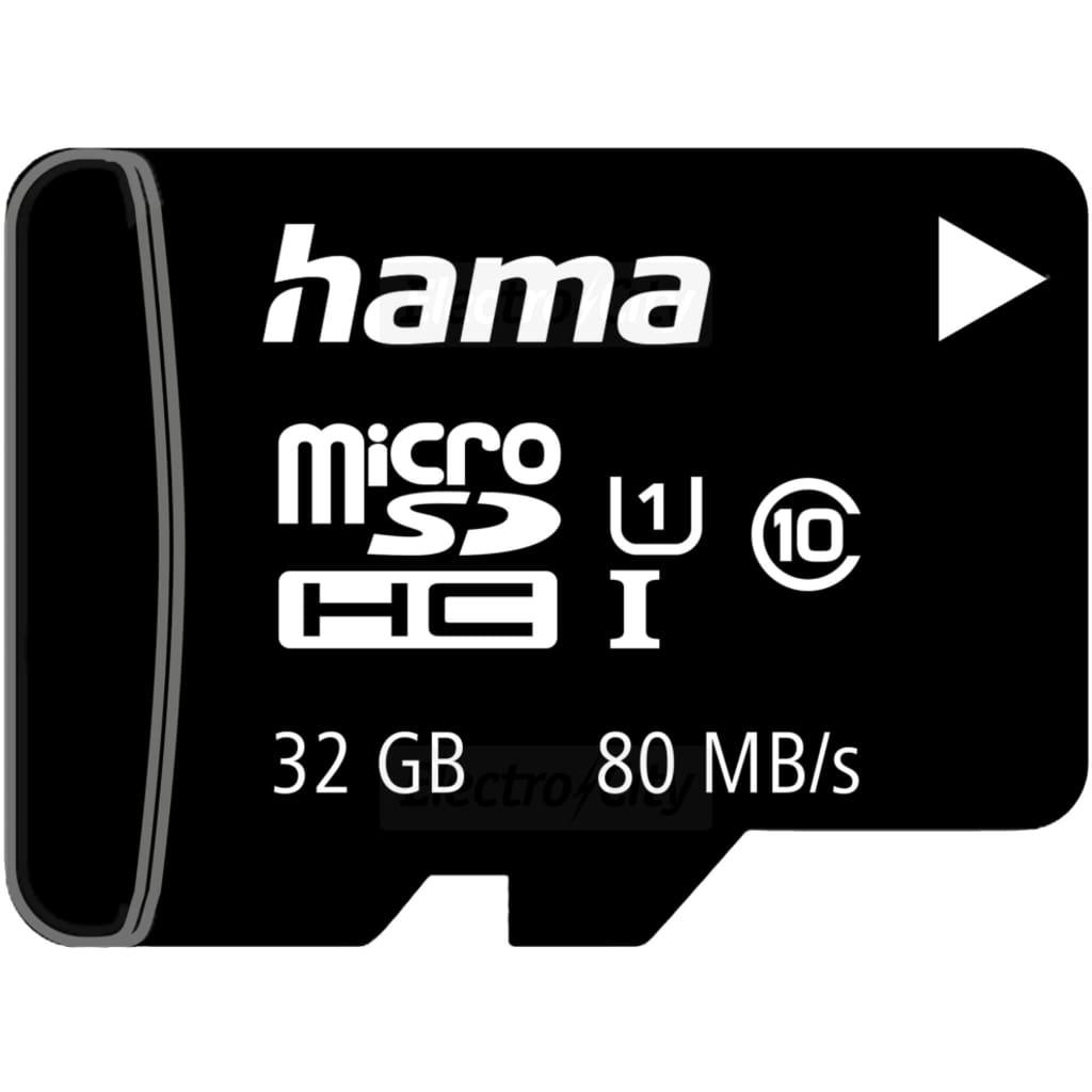 Hama 32GB Class 10 microSDHC Memory Card with Adapter - 80MB/s Speed