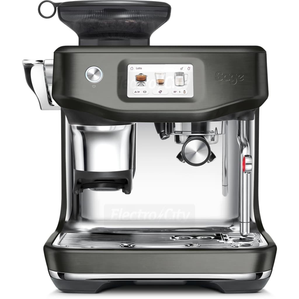 Sage The Barista Touch Impress Bean to Cup Espresso Coffee Machine Black Stainless Steel with Cold Extraction ThermoJet Heating 30 Grind Settings Auto MilQ Touchscreen Yes