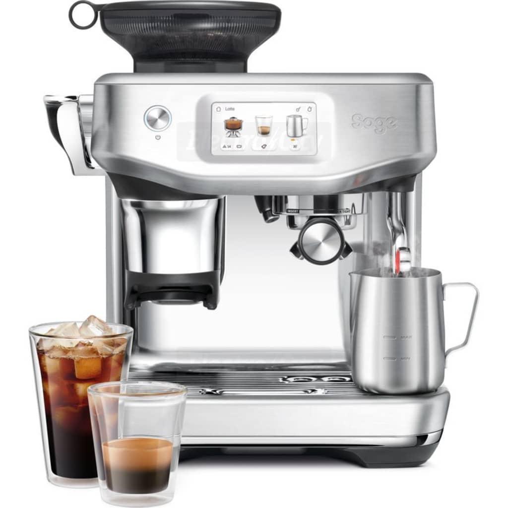 Sage Barista Touch Impress Espresso Coffee Machine Brushed Stainless Steel with Cold Extraction, Impress Puck System, Auto MilQ, ThermoJet Heating, 30 Grind Settings, Touchscreen, Barista Guidance, Cold Brew, Cold Espresso, 14 Presets, 15-bar Pressure, 9-bar Extraction
