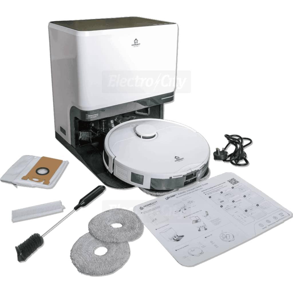 HomeBot Glider 6-in-1 Robot Vacuum and Mop with Self Emptying Station | White | 10,000 Pa Suction | LDS SLAM Navigation | Dual Spinning Mops | 20mm Obstacle Climbing | 180 Min Runtime | Under 62dB | 4-Level Mapping | Irish Voice Control