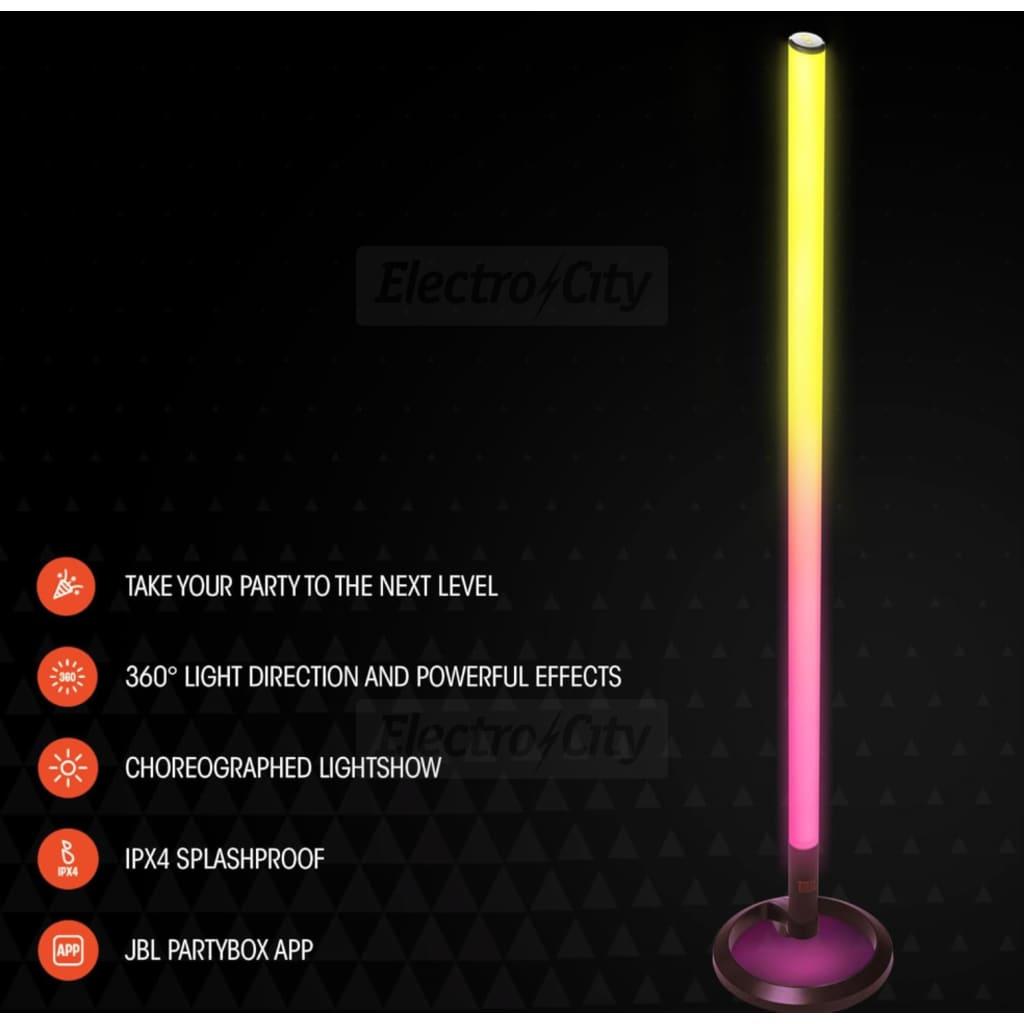 JBL PartyLight Stick LED Party Light with Rechargeable Battery, Stand, RGB LEDs, App Control, Bluetooth 5.3, IPX4 Splashproof - Black