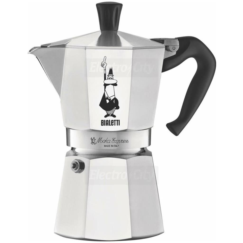 Bialetti Moka Express Coffee Maker 6 Cups Aluminum Silver Black Handle