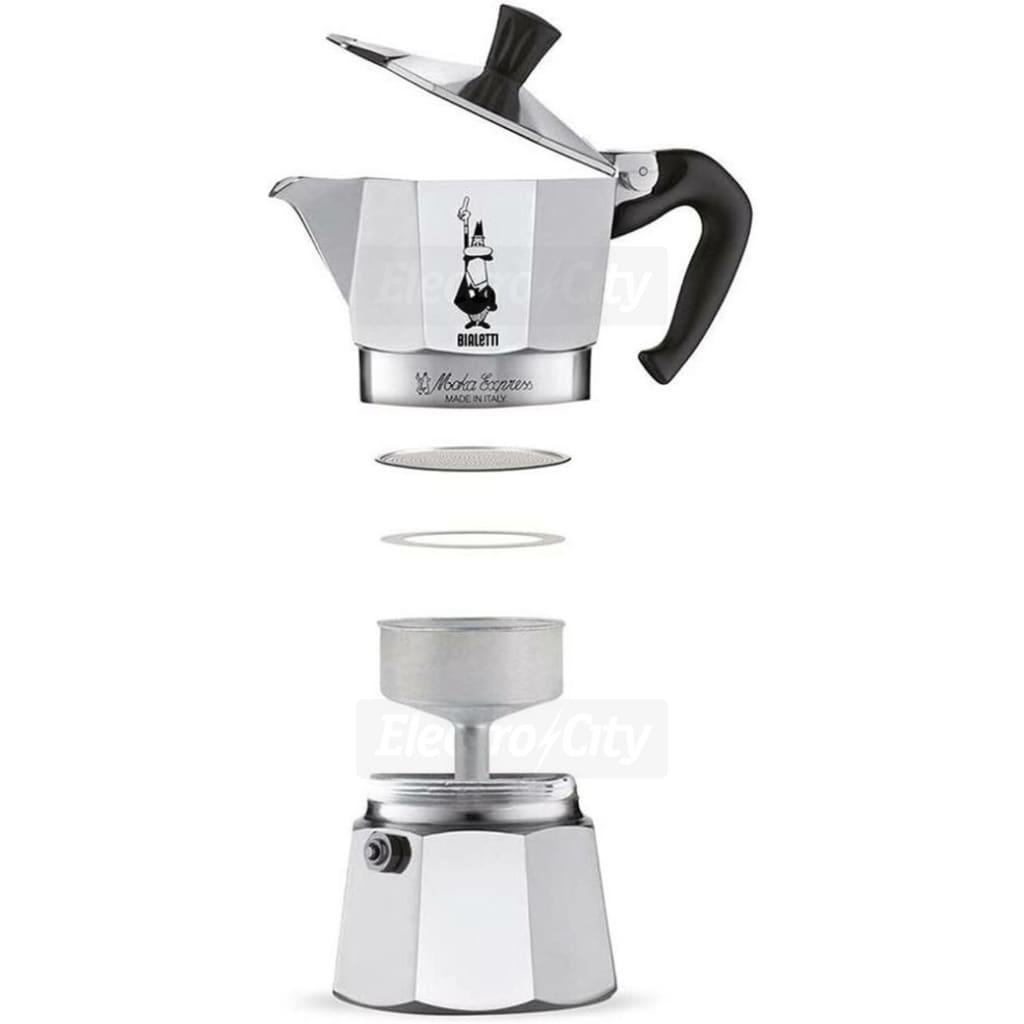 Bialetti Moka Express Coffee Maker 6 Cups Aluminum Silver Black Handle