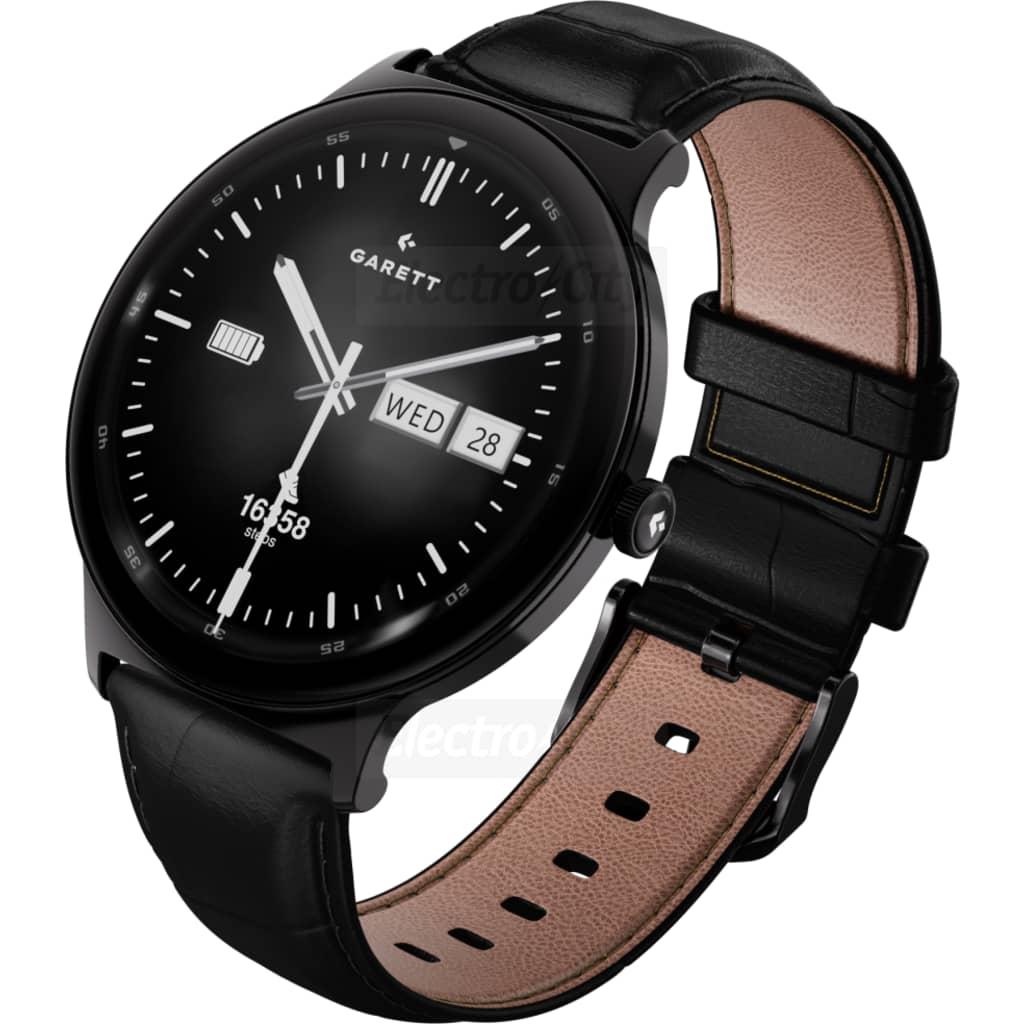 Garett Quantum Smartwatch - Black Steel 1.43" AMOLED Always On Display Gorilla Glass Bluetooth Calls Health Sleep Stress Monitoring 100+ Sports Modes IP68 Waterproof Up to 7 Days Battery
