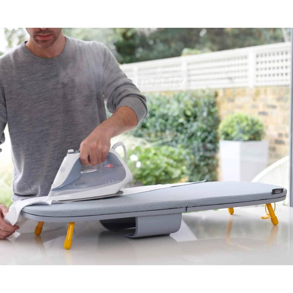 Joseph Joseph Pocket Folding Table-top Ironing Board Grey Integrated Iron Storage 90x33cm 100% Cotton Cover Compact Folding Design