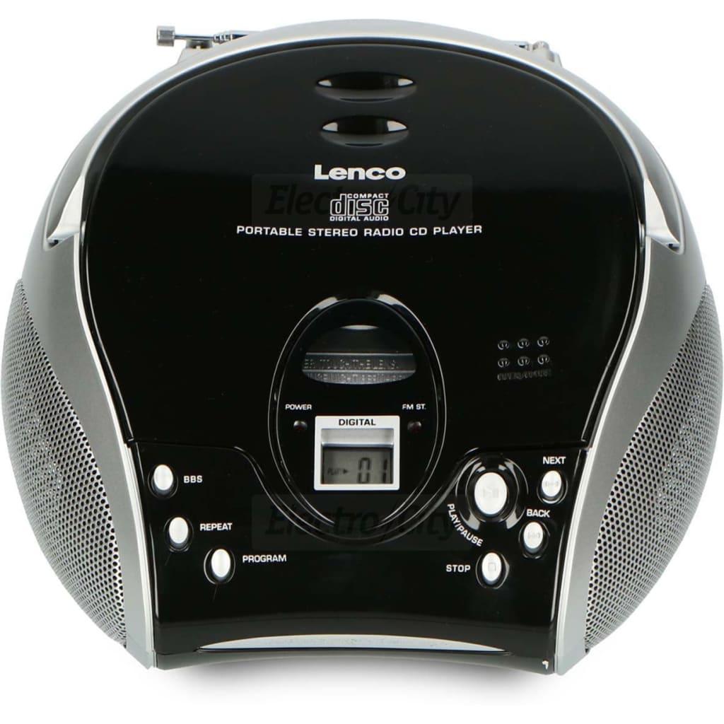 Lenco SCD-24 Portable Stereo FM Radio CD Player Black/Silver with Telescopic Antenna and 3.5mm Earphone Jack