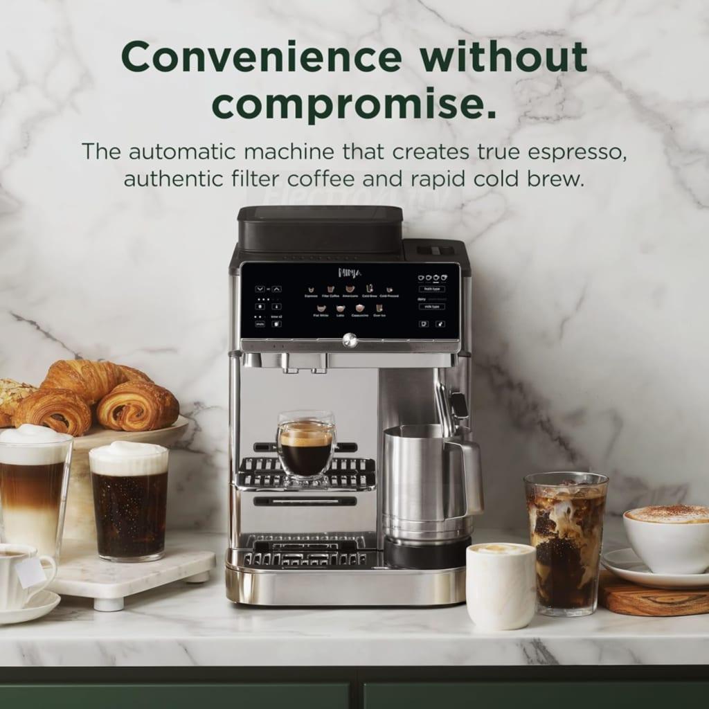 Ninja AutoBarista Automatic Espresso Machine Grey AE1001UK 10 Drink Programs 4 Froth Presets 250g Bean Hopper Espresso Latte Froth