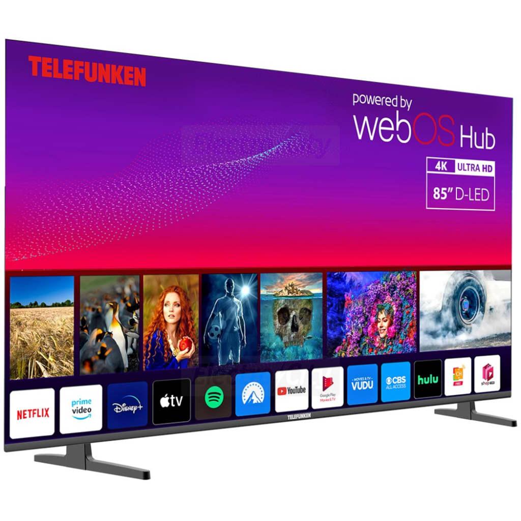 Telefunken N21 Series 85" DLED 4K Ultra HD Smart TV with webOS Hub - Frameless Design, HDR, Multiple Ports
