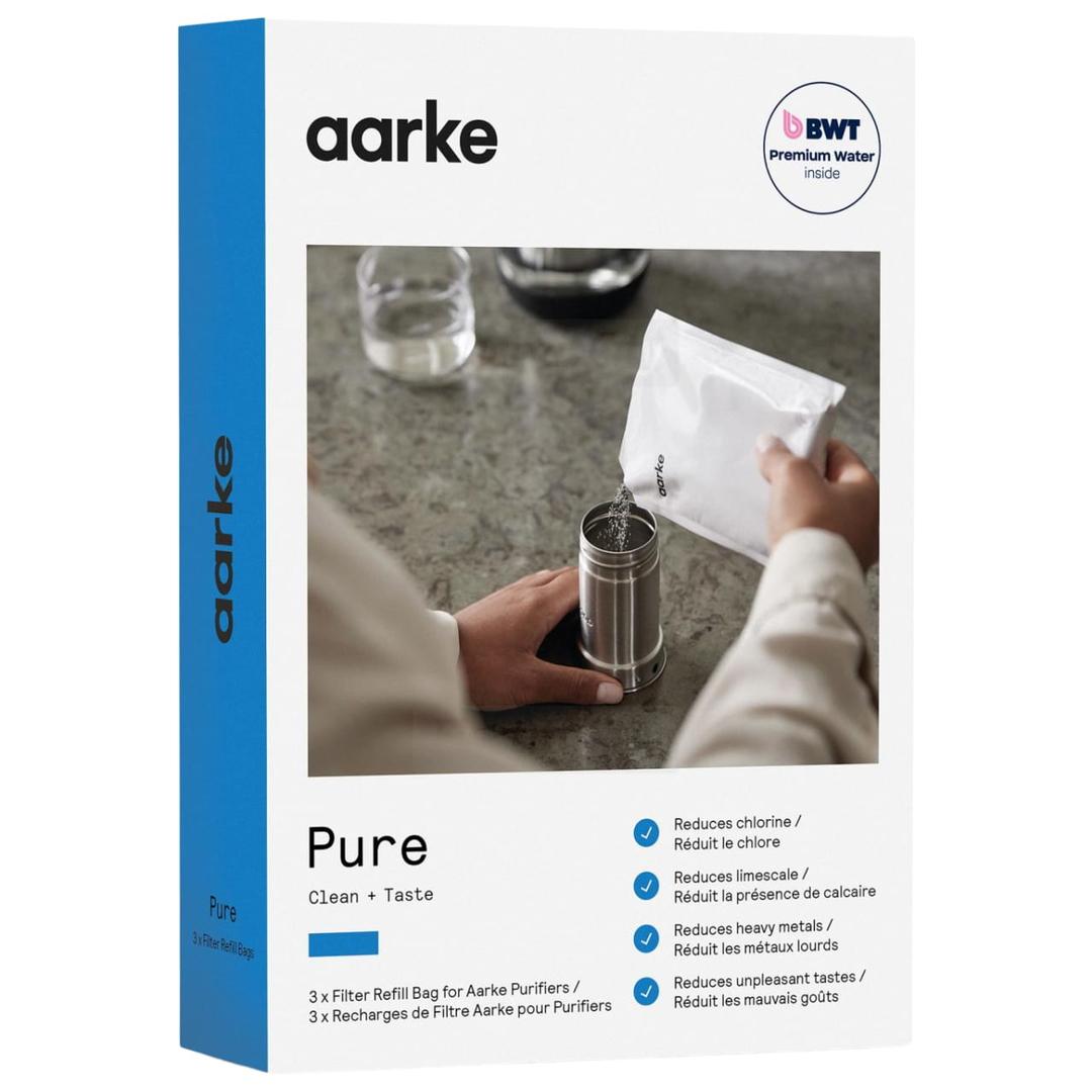 Aarke Pure Filter Granules Refill 3 Pack for Water Purifier - Reduces Limescale, Chlorine, Heavy Metals - BWT Collaboration