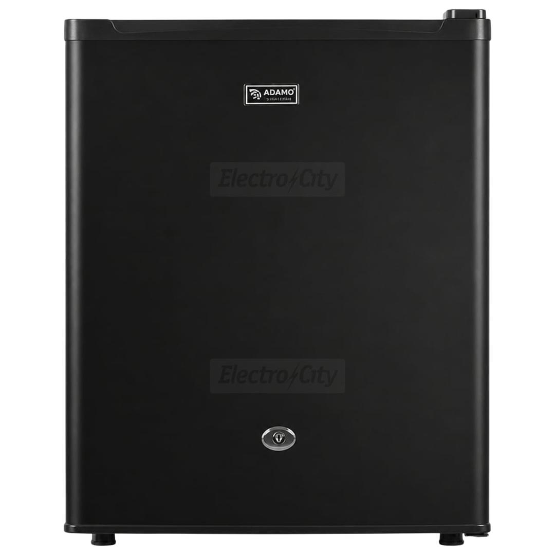 Adamo 46L Black Tabletop Fridge with Lock - Compact, Quiet, Energy Efficient with Reversible Door and Adjustable Feet