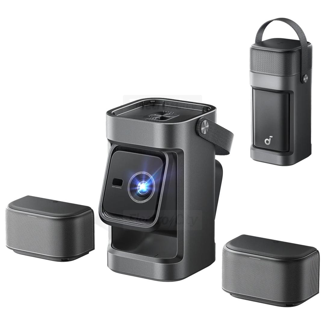 Soundcore Nebula P1 Full HD Portable Projector with Detachable Wireless Speakers, Google TV, 650 ANSI Lumens, 1080P, Black, Includes Power Station