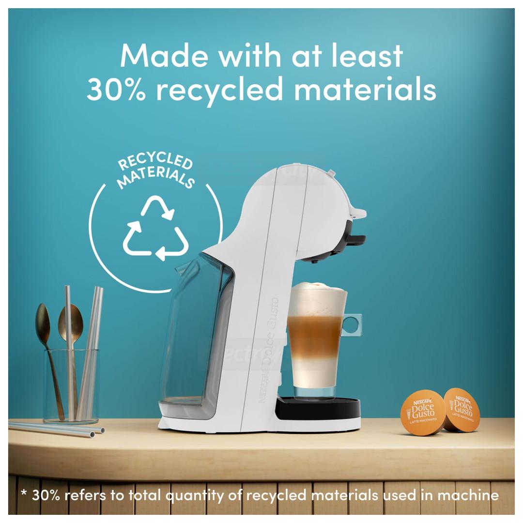 De'Longhi Dolce Gusto Mini Me 2 Pod Coffee Machine Iced Creations Bundle White 15 Bar Pressure 0.8L Water Tank Auto Shut-off 161x305x232mm 220-240V 1340-1600W