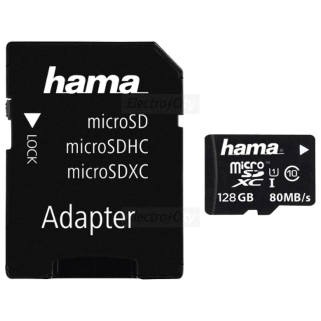 Hama 128GB microSDXC Class 10 UHS-I 80MB/s Memory Card with Adapter