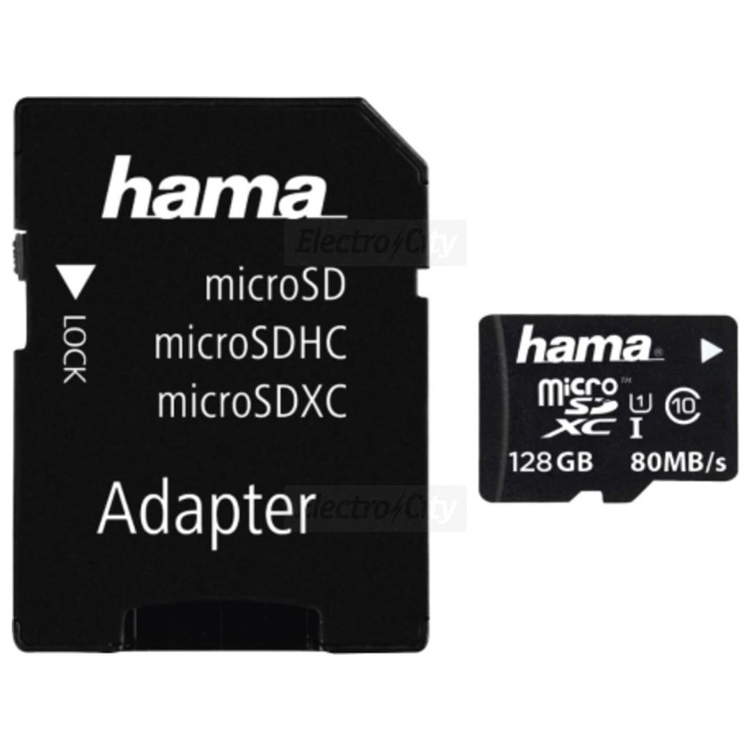 Hama 128GB microSDXC Class 10 UHS-I 80MB/s Memory Card with Adapter