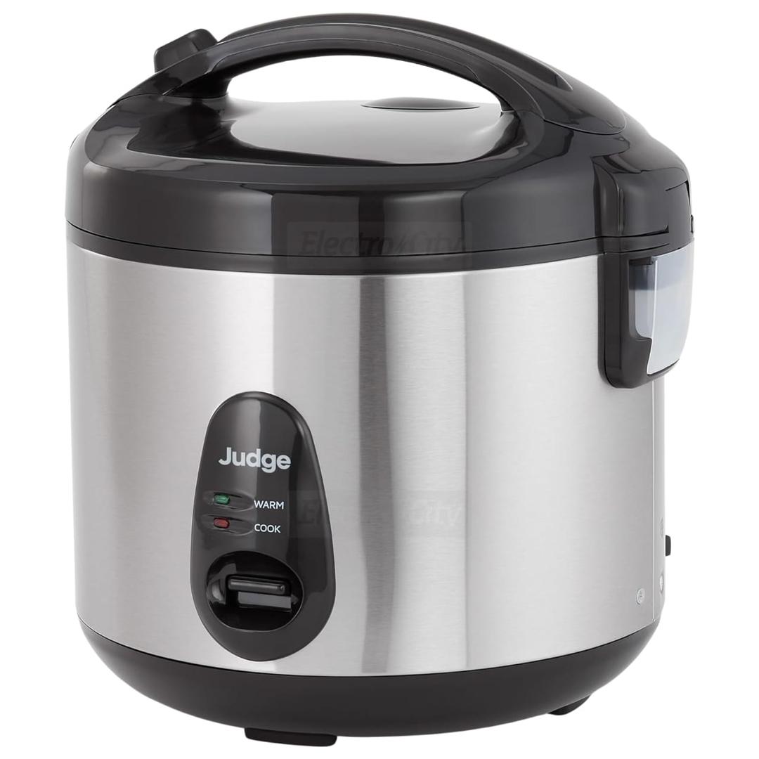 Judge 1.8L Stainless Steel Rice Cooker with Steamer Basket, Measuring Cup, Serving Spoon - Silver
