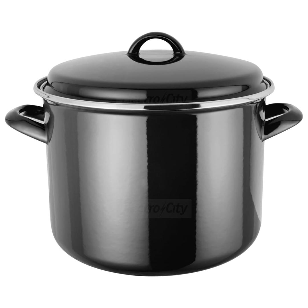 Judge Horwood 24cm 7.8L Black Enamel Stockpot with Lid and Handles