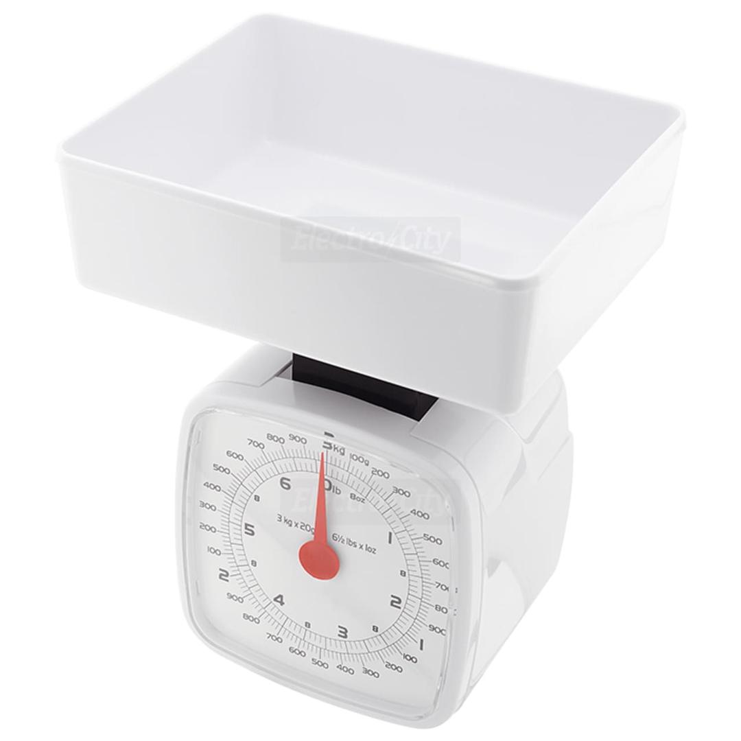Judge Traditional Kitchen Scale 3kg White Analogue Dishwasher Safe Zeroing Function No Batteries Required