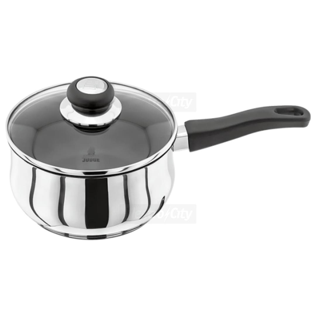 Judge Vista 18cm 1.8 Litre Stainless Steel Non-Stick Saucepan with Glass Lid and Phenolic Handle, 25 Year Guarantee