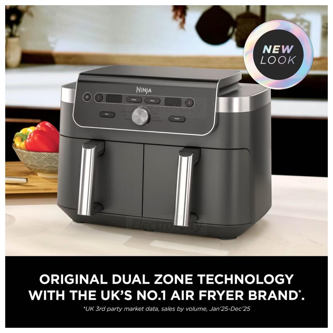 Ninja DualZone XL 9.5L 2-Drawer Air Fryer with Max Crisp, Air Fry, Roast, Bake, Reheat, Dehydrate Functions - Black