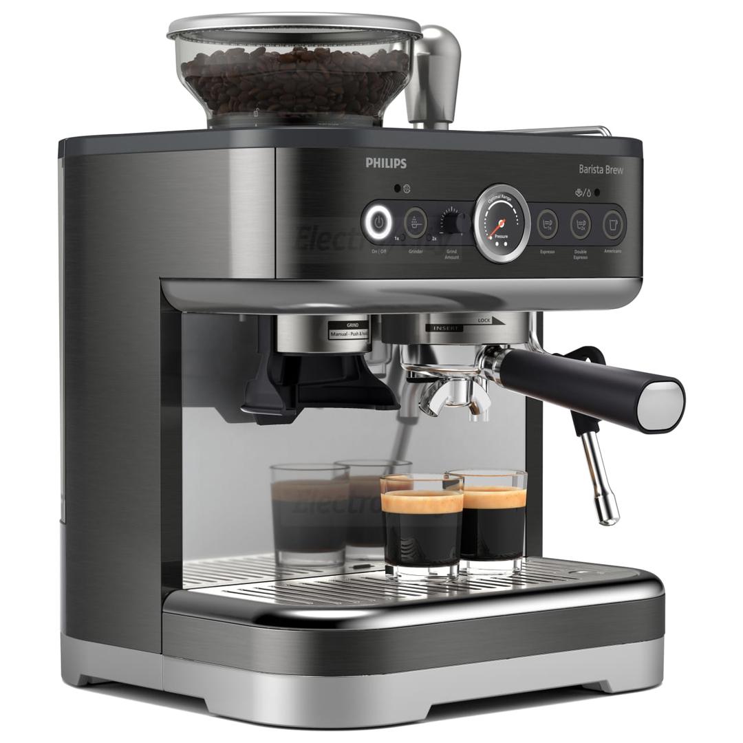 Philips Barista Brew Automatic Coffee Machine Black Built-in Grinder 15 Bar 2.3L Water Tank Milk Frother Cup Warmer 58mm Portafilter PID Temp Control