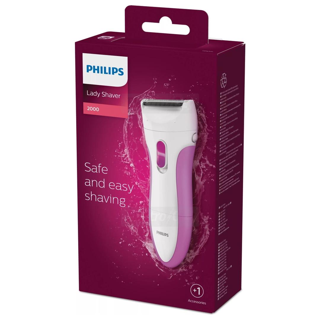 Philips SatinShave Essential Wet and Dry Electric Shaver for Legs and Body, Pink & White, Cordless, Ergonomic, Skin Protection, Single Foil, HP6341-00