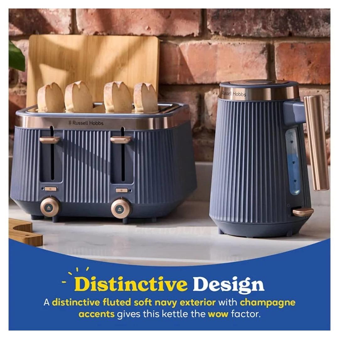 Russell Hobbs Bronte Kettle 1.7 Litres Navy Blue - Gold Accents, Matte Finish, Distinctive Design