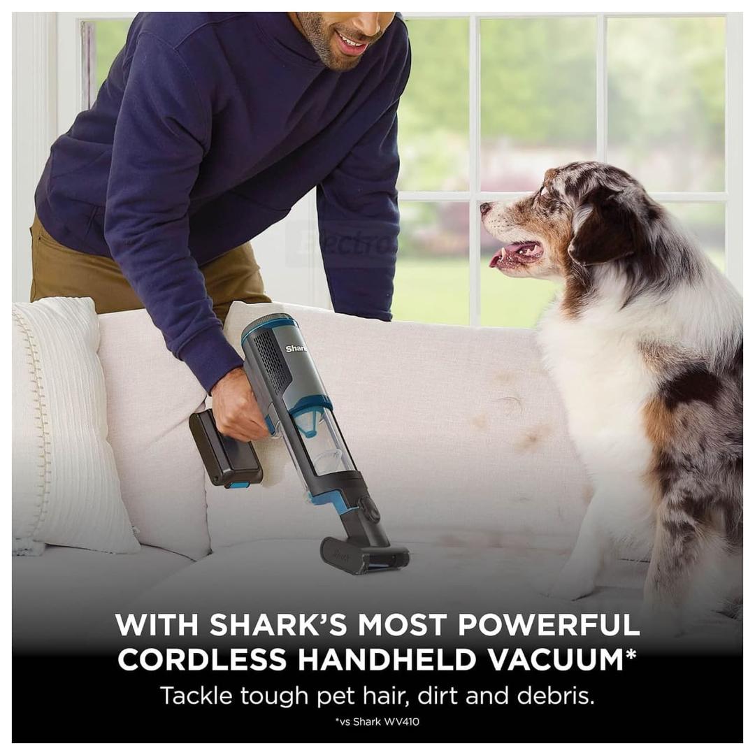 Shark PowerBoost Pet Cordless 2-in-1 Handheld Vacuum Cleaner BH102UK Charcoal with Motorised Pet Tool, Hose, Crevice Tool, Wall Mount - 1.13kg, 0.4L Capacity, 40-Min Runtime