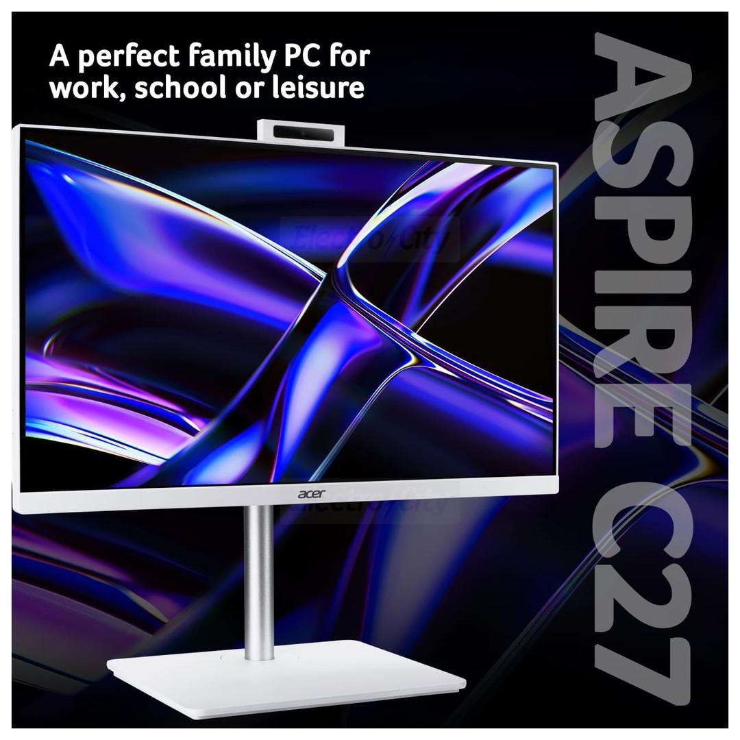 Acer Aspire C27-A All-in-One Desktop: 27 Inch Full HD, Intel Core 5, 16GB RAM, 1TB SSD, Windows 11 Home, White with Wireless Keyboard & Mouse