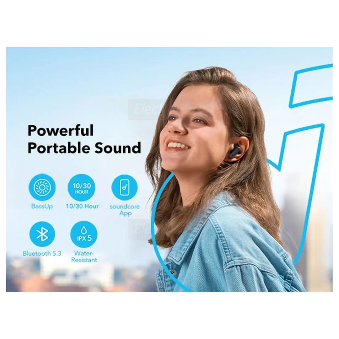 Soundcore R50i True Wireless Earphones Black | Bluetooth 5.3, IPX5 Water Resistant, 10hr Earbud Battery, 30hr Total Battery, 10mm Drivers, In-ear Fit, Touch Controls, Charging Case, Lanyard