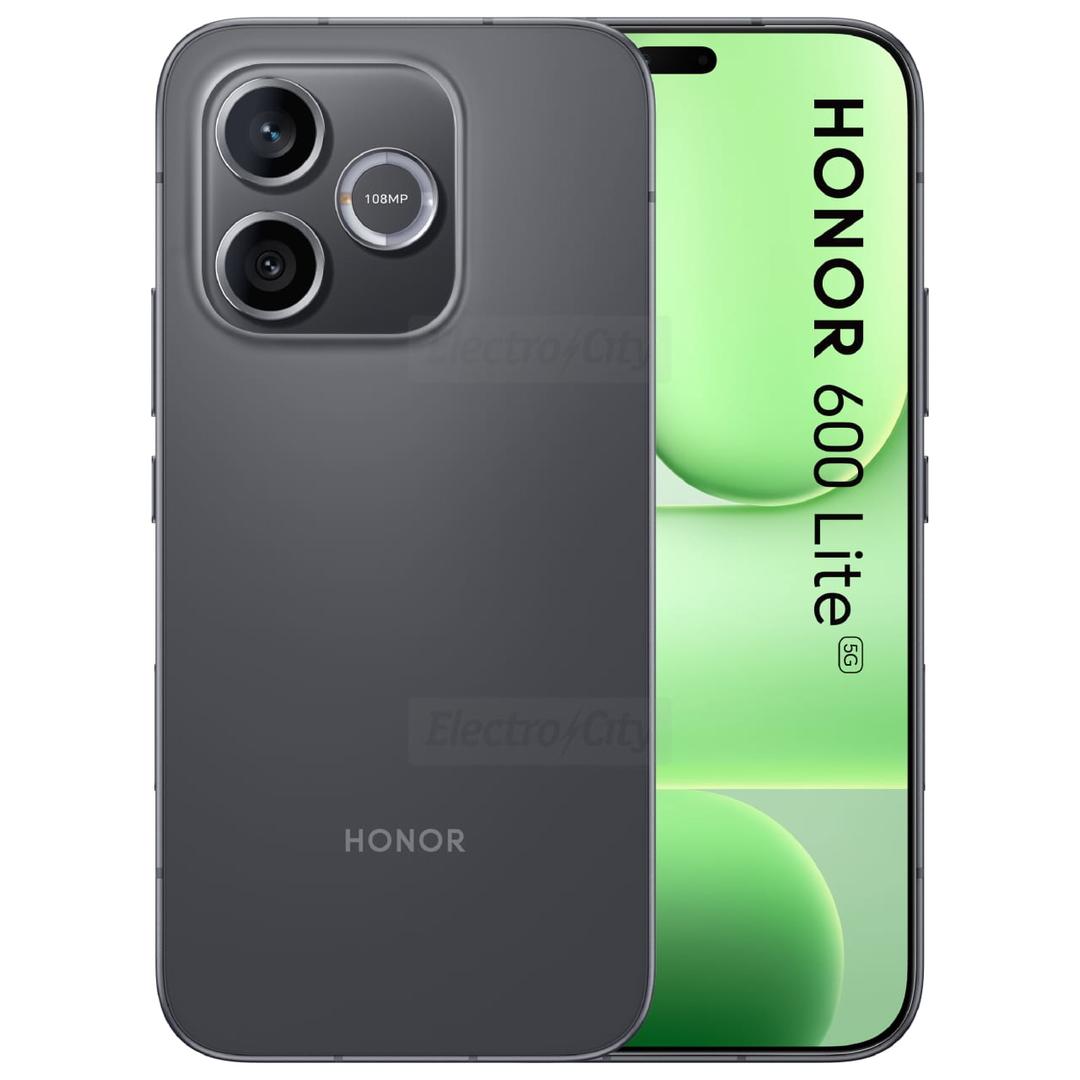Honor 600 Lite Smartphone - 6.6 Inch 256GB 8GB RAM 108MP Camera 5G Black IP66 Dual SIM Android 16.0 6520mAh USB Type-C