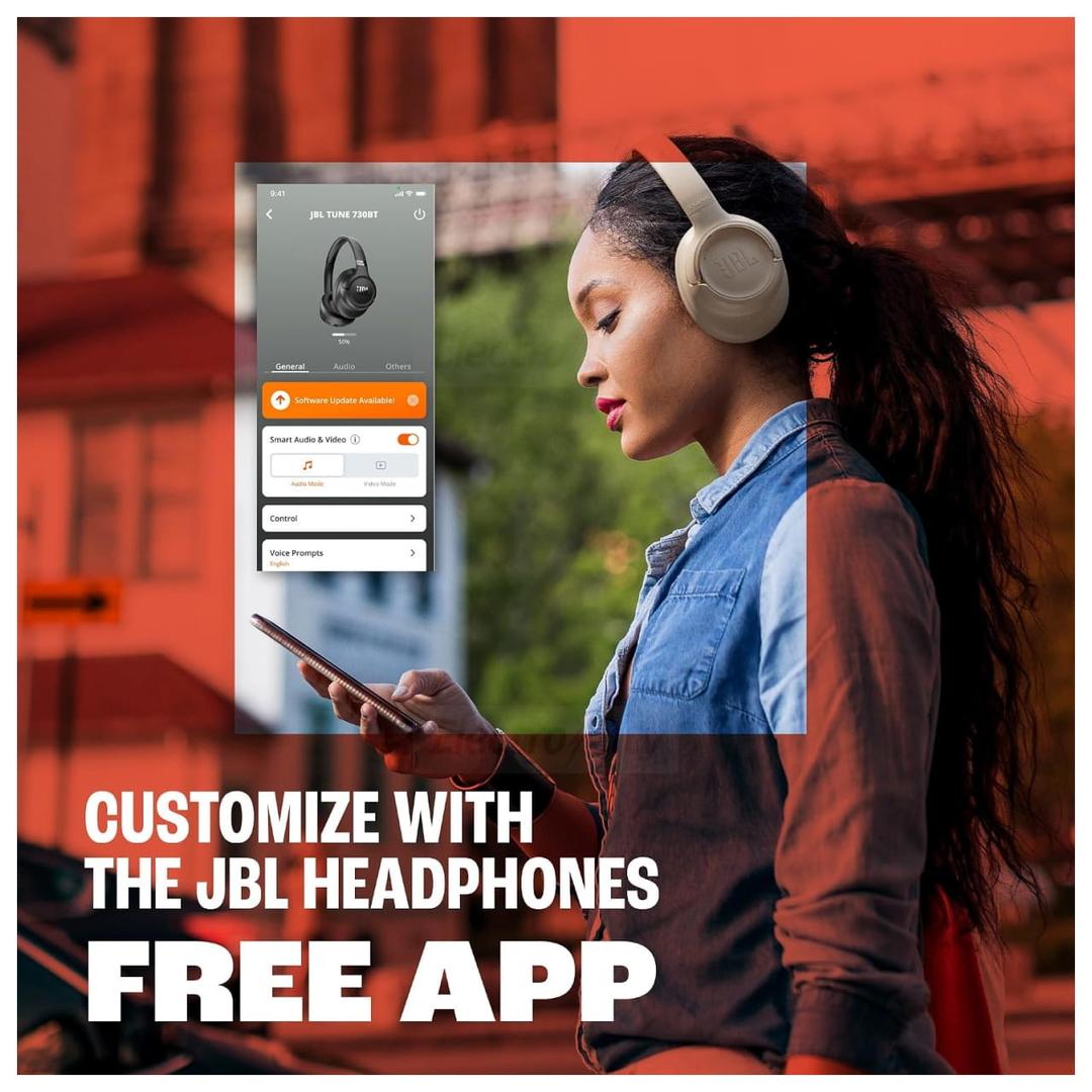 JBL Tune 730BT Wireless Over-Ear Headphones Black Bluetooth 6.0 76 Hours Battery Foldable Pure Bass Sound 40mm Drivers
