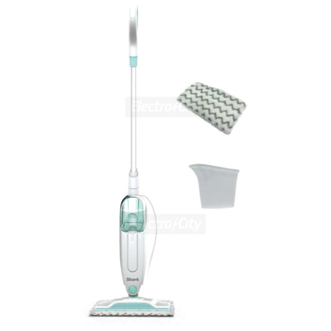 Shark Steam Mop | Green | Lightweight | Manual Pump Action | Machine-washable Pads | 5.5m Cord | Removable Tank