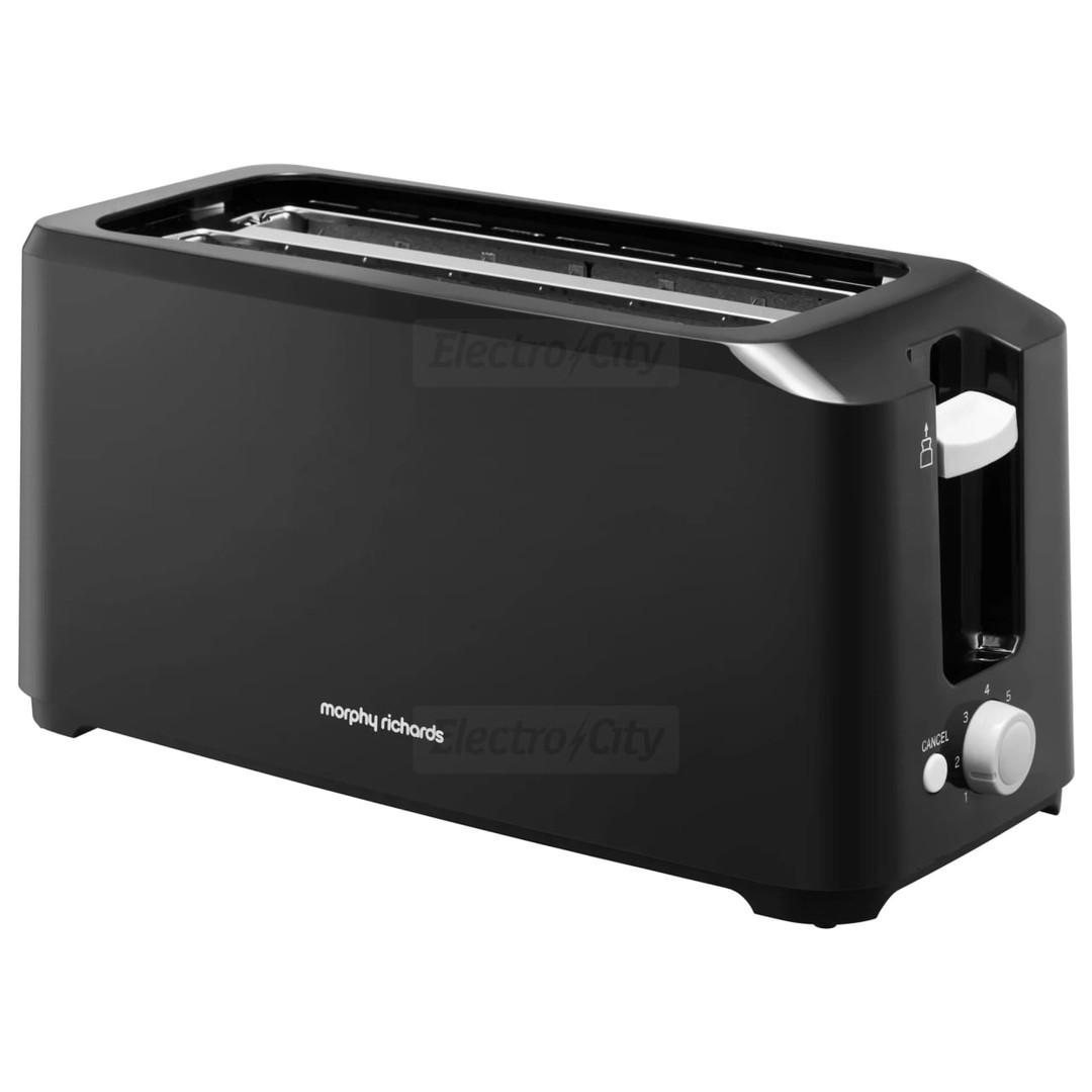Morphy Richards Essentials 4 Slice Toaster Black with 7 Browning Settings, Defrost, Reheat, Cancel, Keep Warm, Deep Slots, High Lift, Removable Crumb Tray, Cord Storage, 1500W