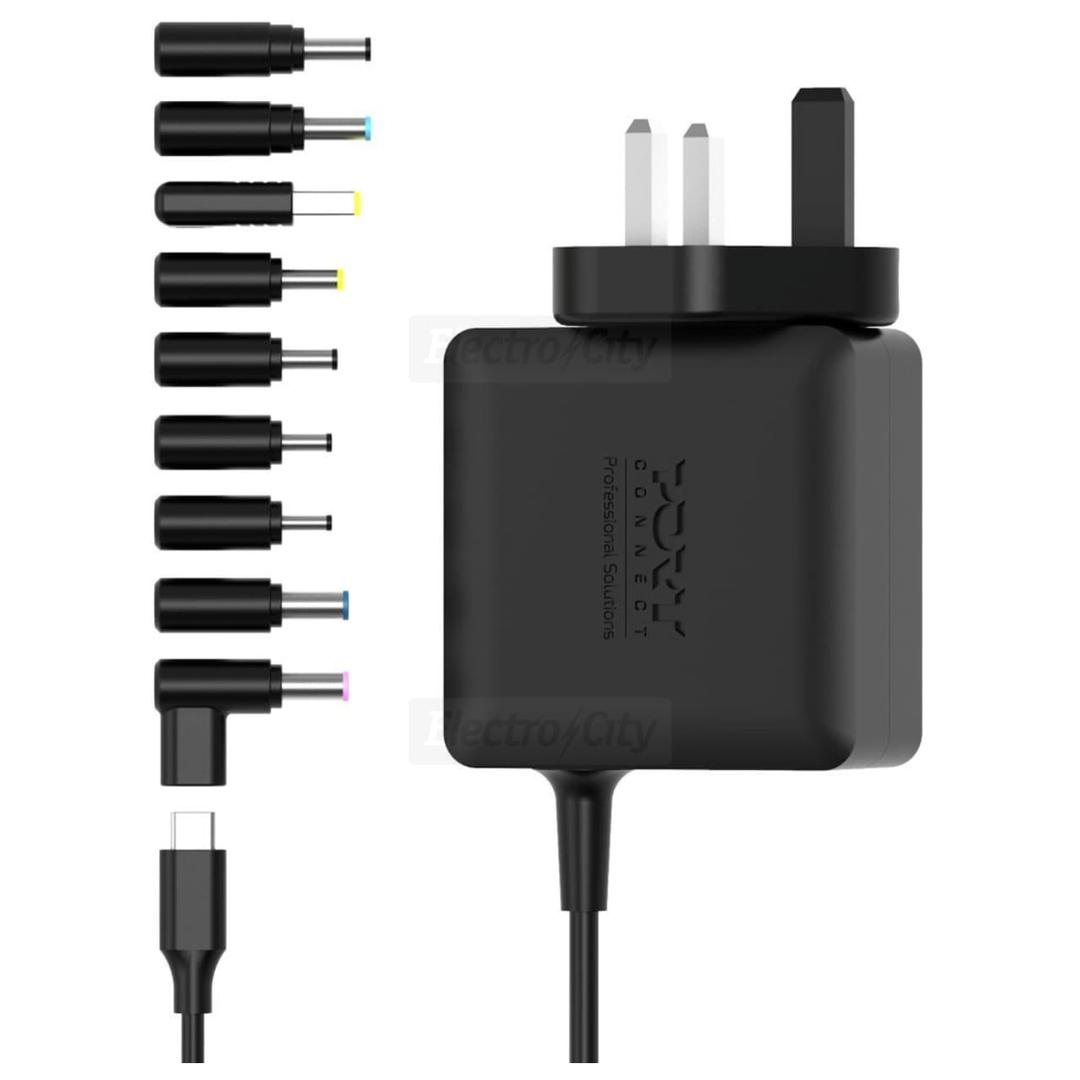 PORT Connect 65W GaN2 Universal USB-C Laptop Charger with 9 Tips & UK Plug