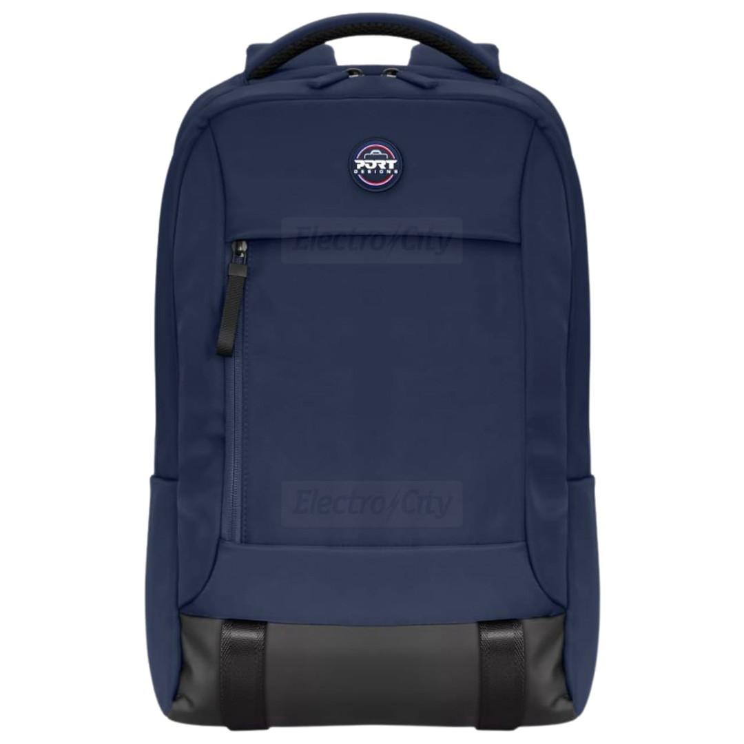 Port Designs Torino II 15-16" Laptop Backpack Navy with Padded Compartment, Tablet Pocket, Trolley Strap, Water Resistant Base - 15L Capacity