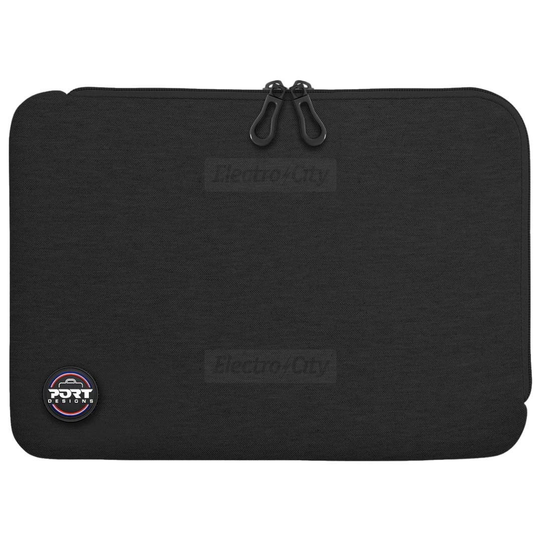 Port Designs Torino II 15.6" Black Neoprene Laptop Sleeve with L-shaped opening and double zips