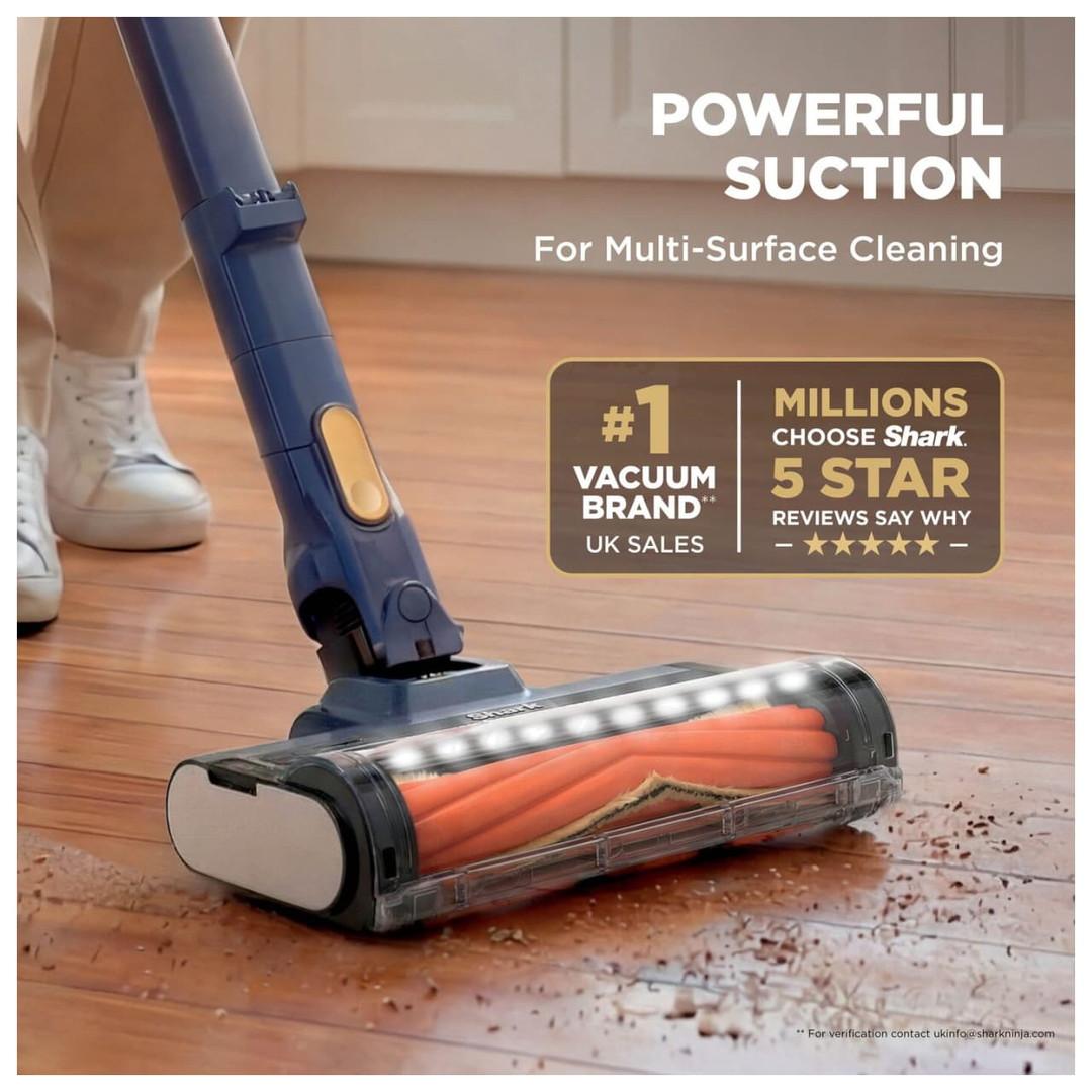 Shark Cordless Vacuum Cleaner with Anti Hair Wrap, Flexology, FloorDetect, Up to 40 Min Runtime, Handheld Conversion, HEPA, LED Lights, Blue