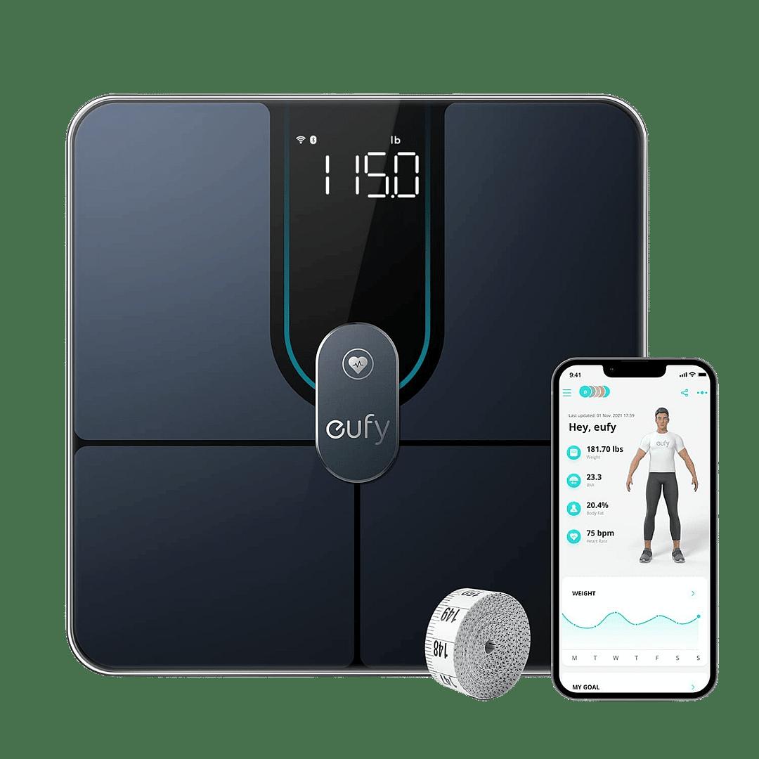 Eufy P2 Pro Smart Digital Weighing Scales - Black | Full Body Composition Analysis, Wi-Fi, Bluetooth, Weight, Heart Rate, BMI, Body Fat