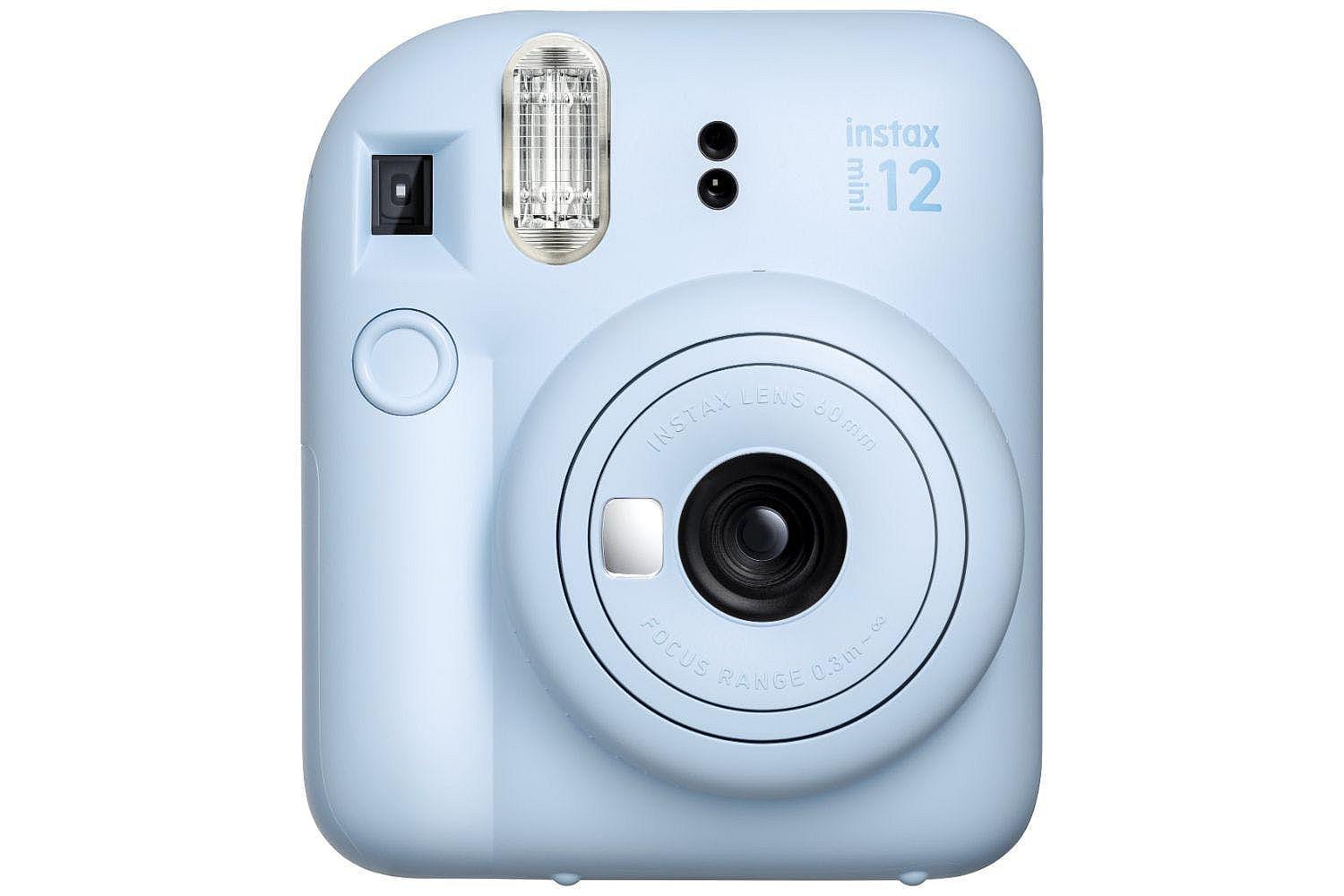 Fujifilm Instax Mini 12 Pastel Blue Instant Camera with Selfie Mirror, Flash, Lens & Viewfinder