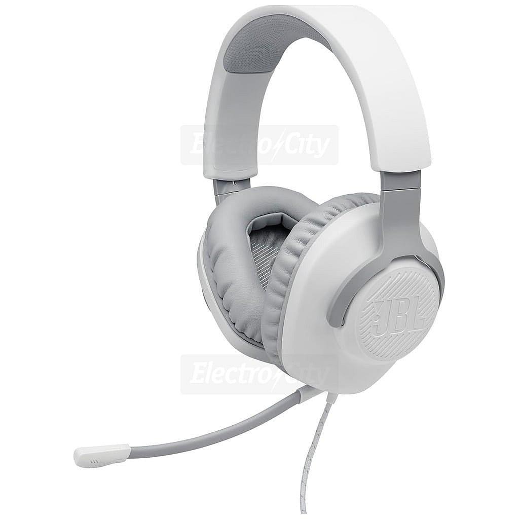 JBL Quantum 100 Gaming Headset - White, Over-Ear, Detachable Boom Mic