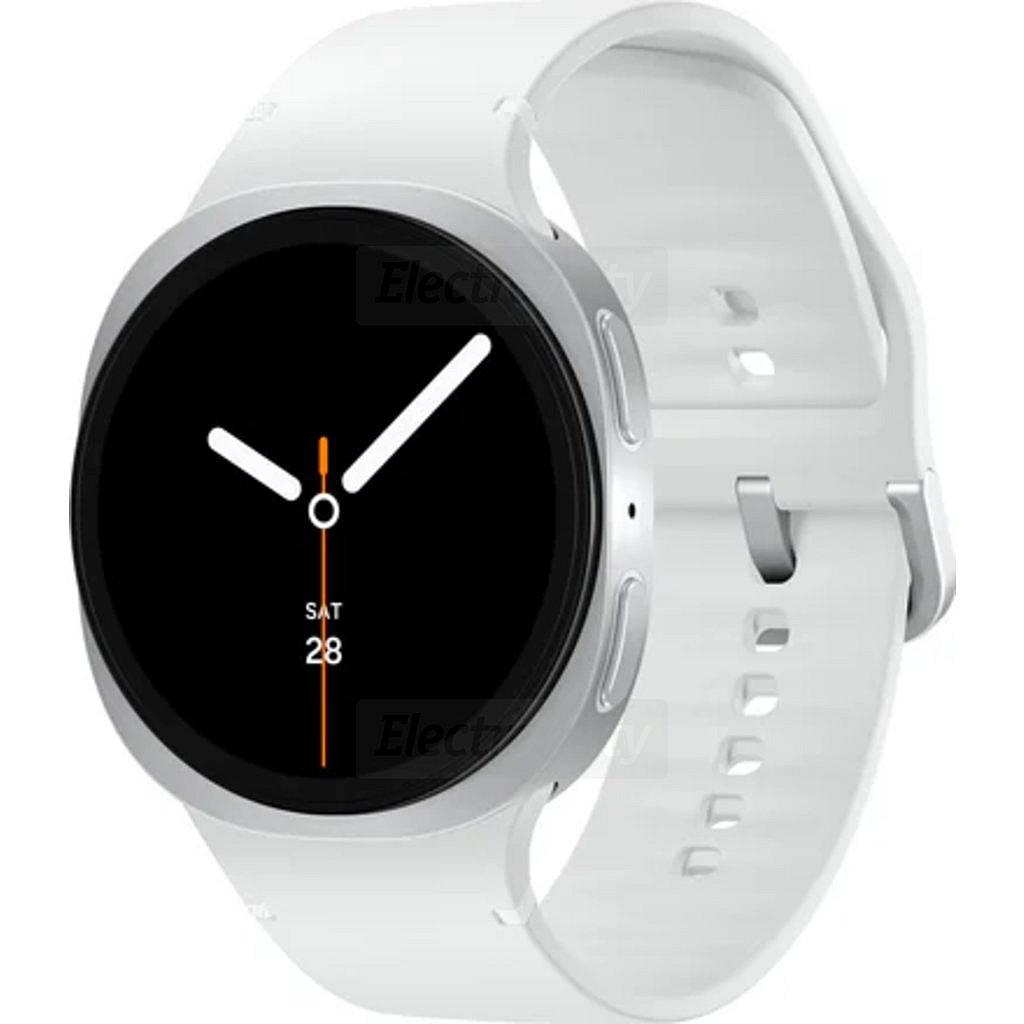 Samsung Galaxy Watch8 44mm Silver Smartwatch with White Band & Black Display