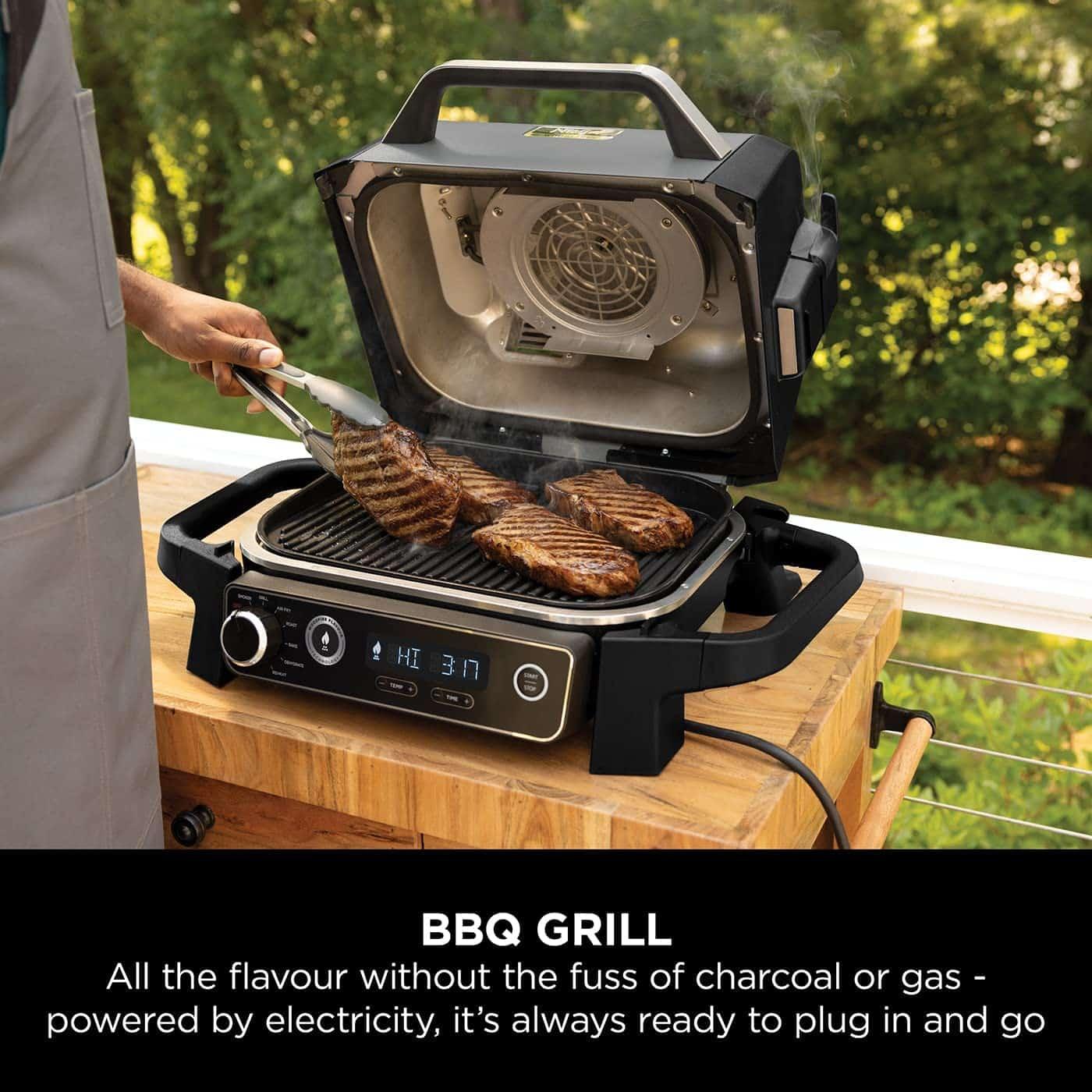 Ninja Woodfire Electric BBQ Grill & Smoker with Air Fry, Grill, Smoker, Woodfire Technology