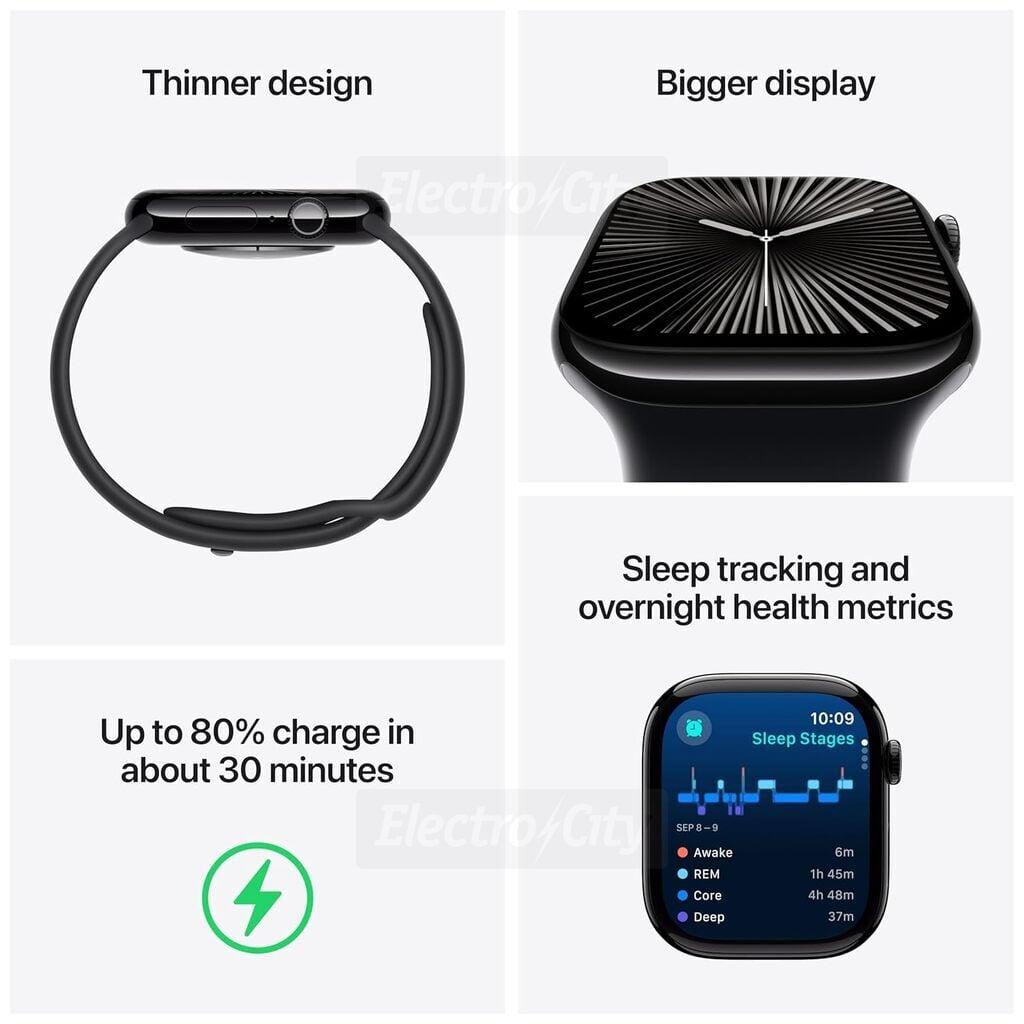 Apple Watch Series 10 46mm Smartwatch | Jet Black with Black Band | GPS | Health & Fitness Tracking